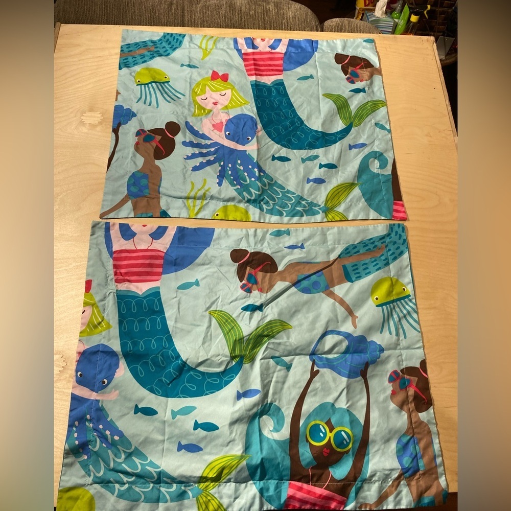 Mermaid and Sea Life Pillow Shams  Full Size (MO)
